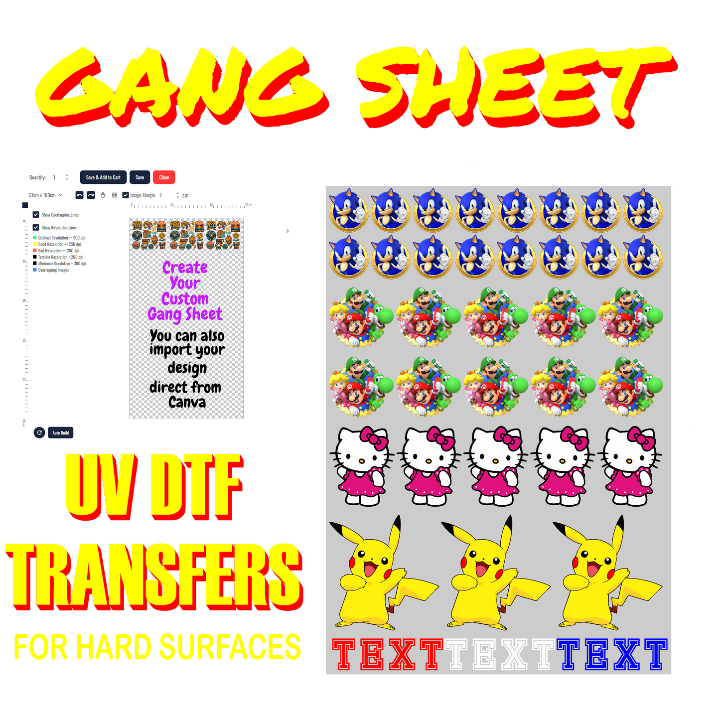 UV DTF Transfer Gang Sheet Builder